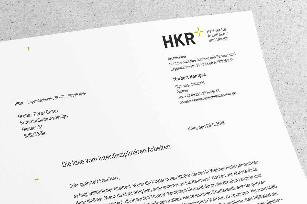 HKR Architekten – Briefbogen Detail